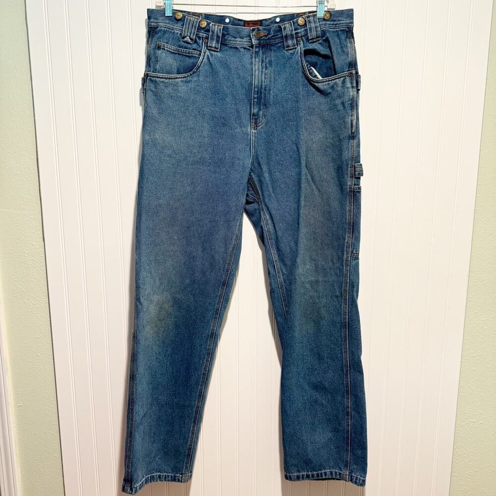 Five Brothers Carpenter Jeans Logger Suspender Buttons Mens 38x36